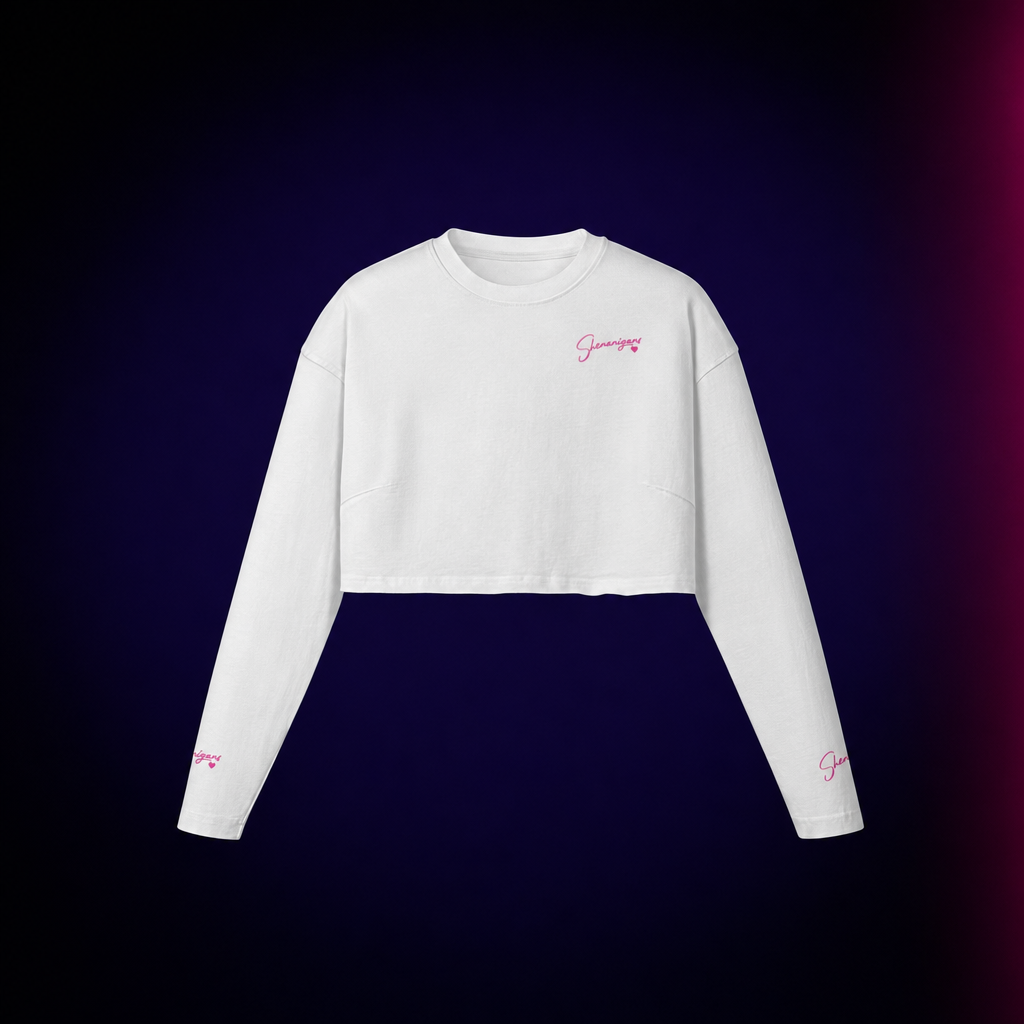 Shenanigans Womens Raw Hem Longsleeve Crop - Stitched