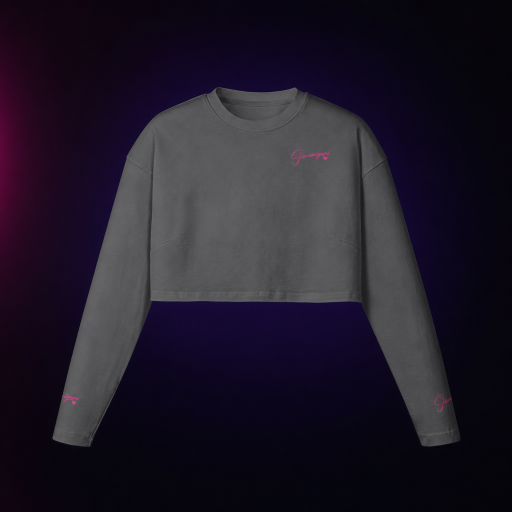 Shenanigans Womens Raw Hem Longsleeve Crop - Stitched
