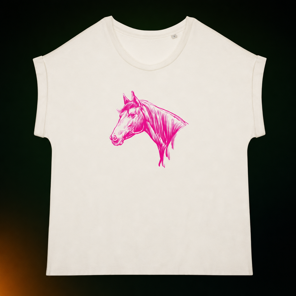 Horse Womens Cuffed Tee - Organic Stitched