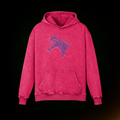 Limited Edition Horse Unisex Hoodie - Washed Glow Stitched Pink Purple