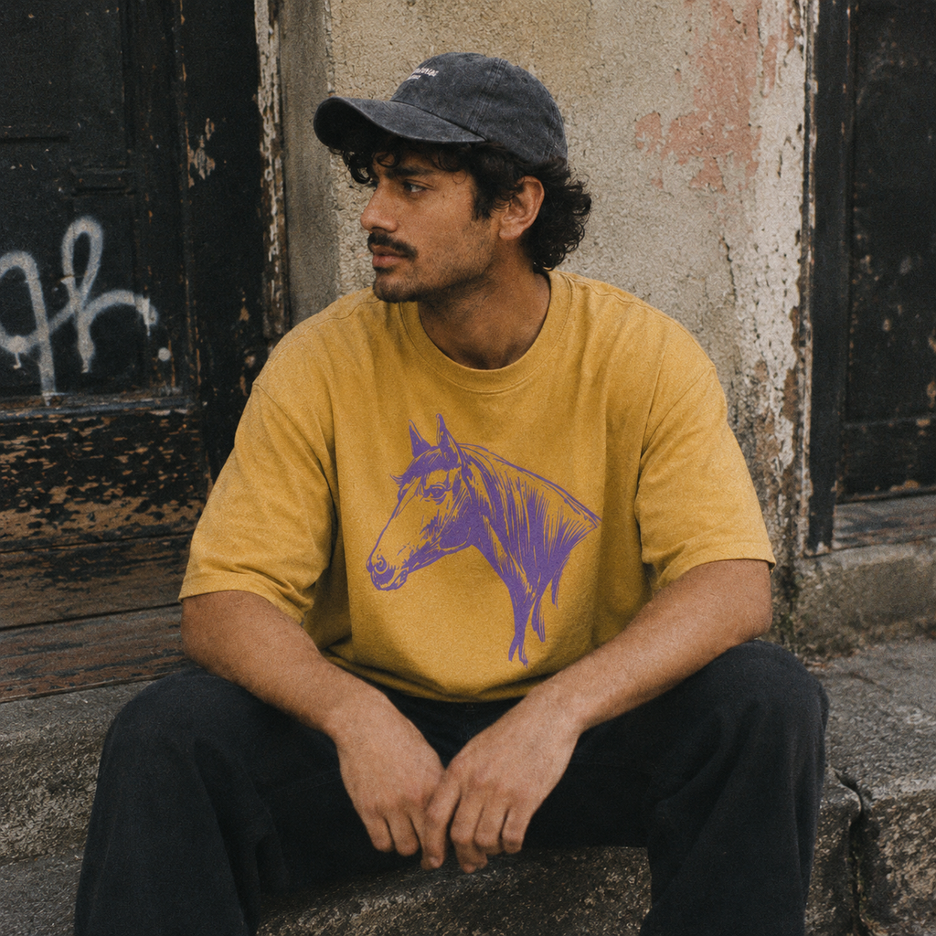 Horse Unisex Faded Tee - Stitched