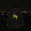 Limited Edition Horse Unisex Full-Zip Hoodie - Washed Glow Stitched Pink Green