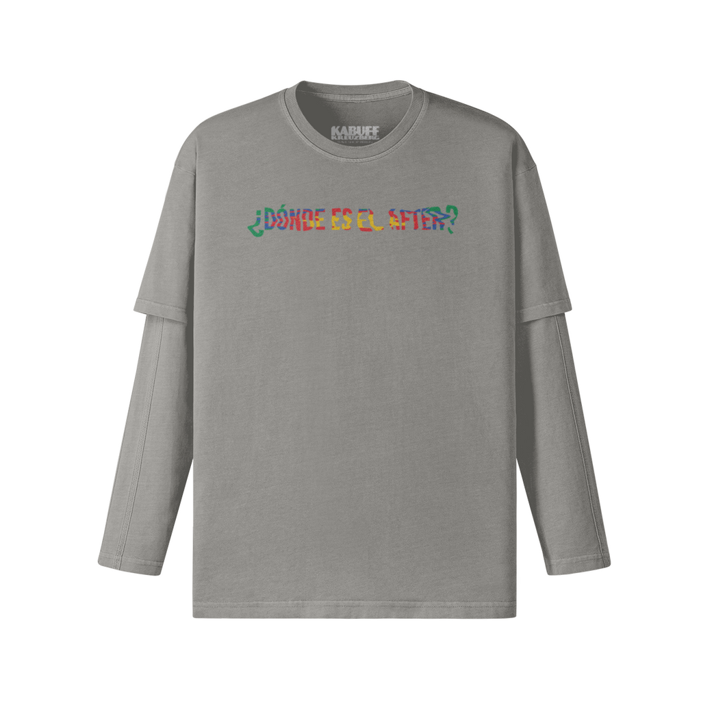 ¿Dónde es el After? – Faux-Layered Long Sleeve in Light Gray – KABUFF Kreuzberg