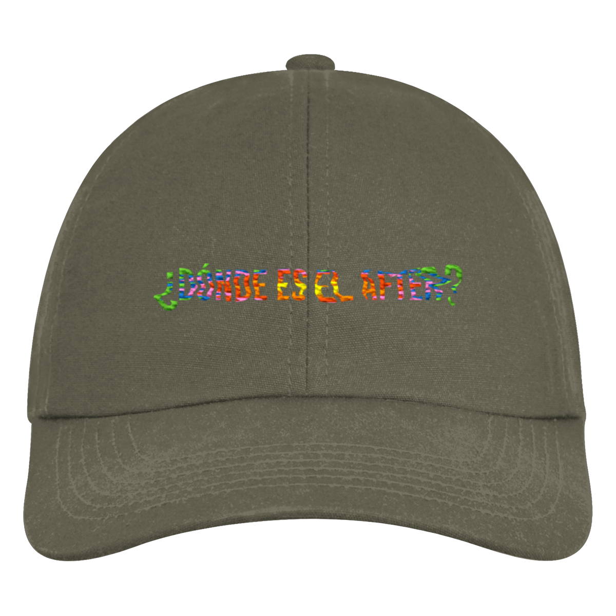 ¿Dónde es el After? – Rainbow – Organic 6-Panel Cap in Olive Green – KABUFF Kreuzberg