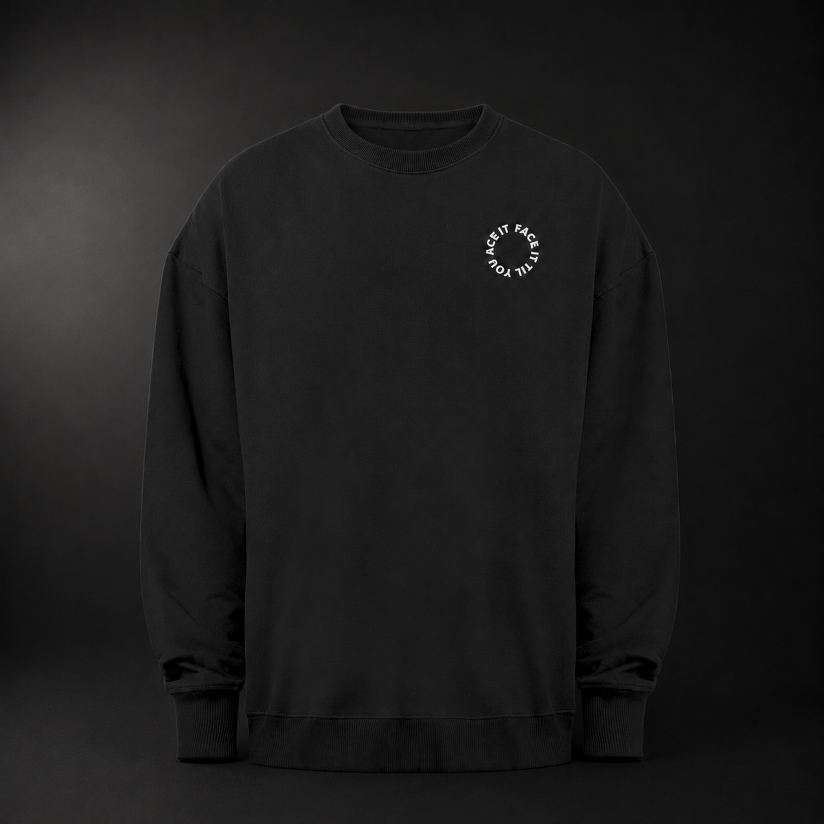 Face It Til You Ace It Heavy Sweatshirt – Organic Stitched in Black – KABUFF Kreuzberg