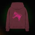 Horse Boxcut Hoodie – Organic Womens in Burgundy – KABUFF Kreuzberg